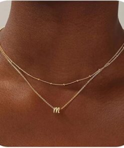 Yoosteel Layered Initial Necklaces for Women Trendy, 14K Gold Plated Letter A-Z Pendant Necklace Tiny Initial Necklace Personalized Monogram Layered Gold Initial Necklaces for...