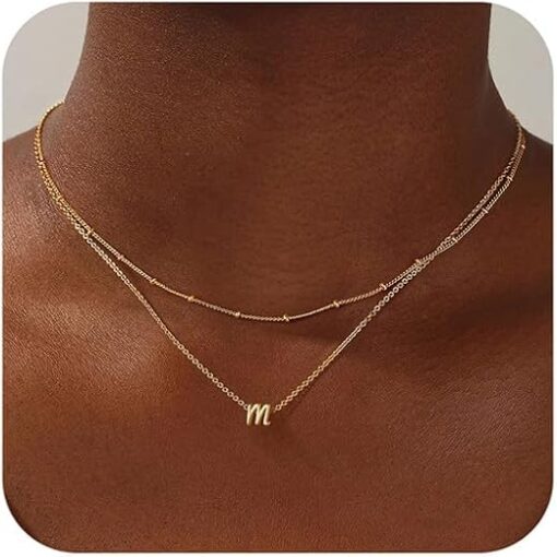 Yoosteel Layered Initial Necklaces for Women Trendy, 14K Gold Plated Letter A-Z Pendant Necklace Tiny Initial Necklace Personalized Monogram Layered Gold Initial Necklaces for...