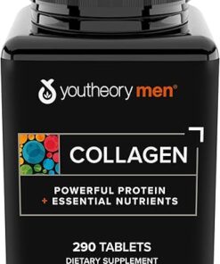 Youtheory Men's Collagen - 5,000 mg Collagen - Daily Collagen Supplements for Men - Hair & Skin Support* - Gluten, Soy & Dairy Free - 290 Tablets