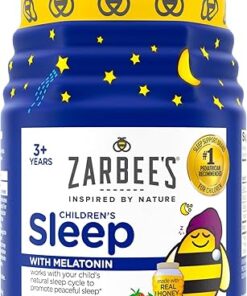 Zarbee's Kids 1mg Melatonin Gummy; Drug-Free & Effective Sleep Supplement for Children Ages 3 and Up; Natural Berry Flavored Gummies; 50 Count