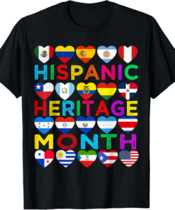 Hispanic Heritage Month National Latino Countries Flags T-Shirt