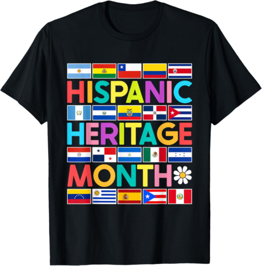 National Hispanic Heritage Month All Countries Flags T-Shirt