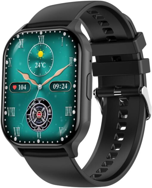 Smartwatch for Men and Women, AMOLED 2.04" HD Screen,Bluetooth Call, Voice Control,NFC,Sleep Monitor,Waterproof,Step Calorie Activity Trackers and Smartwatches Digital Watch,Black